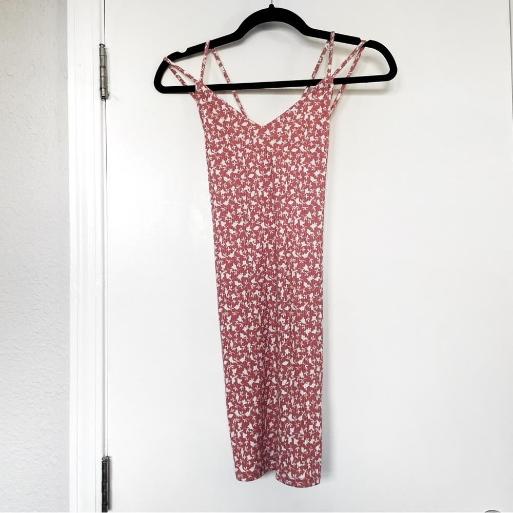 Floral pink strappy back dress